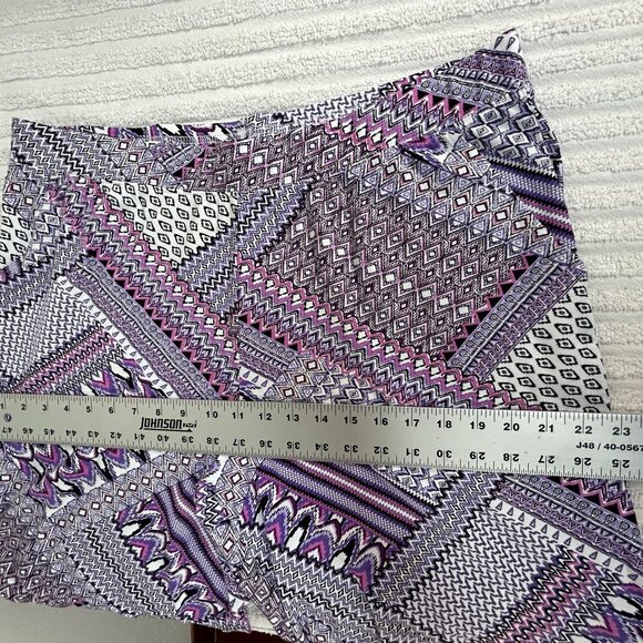 D&Co. Beach Womens Purple Geometric Print Wide-Leg Pants LP Lightweight Stretch - Picture 7 of 10